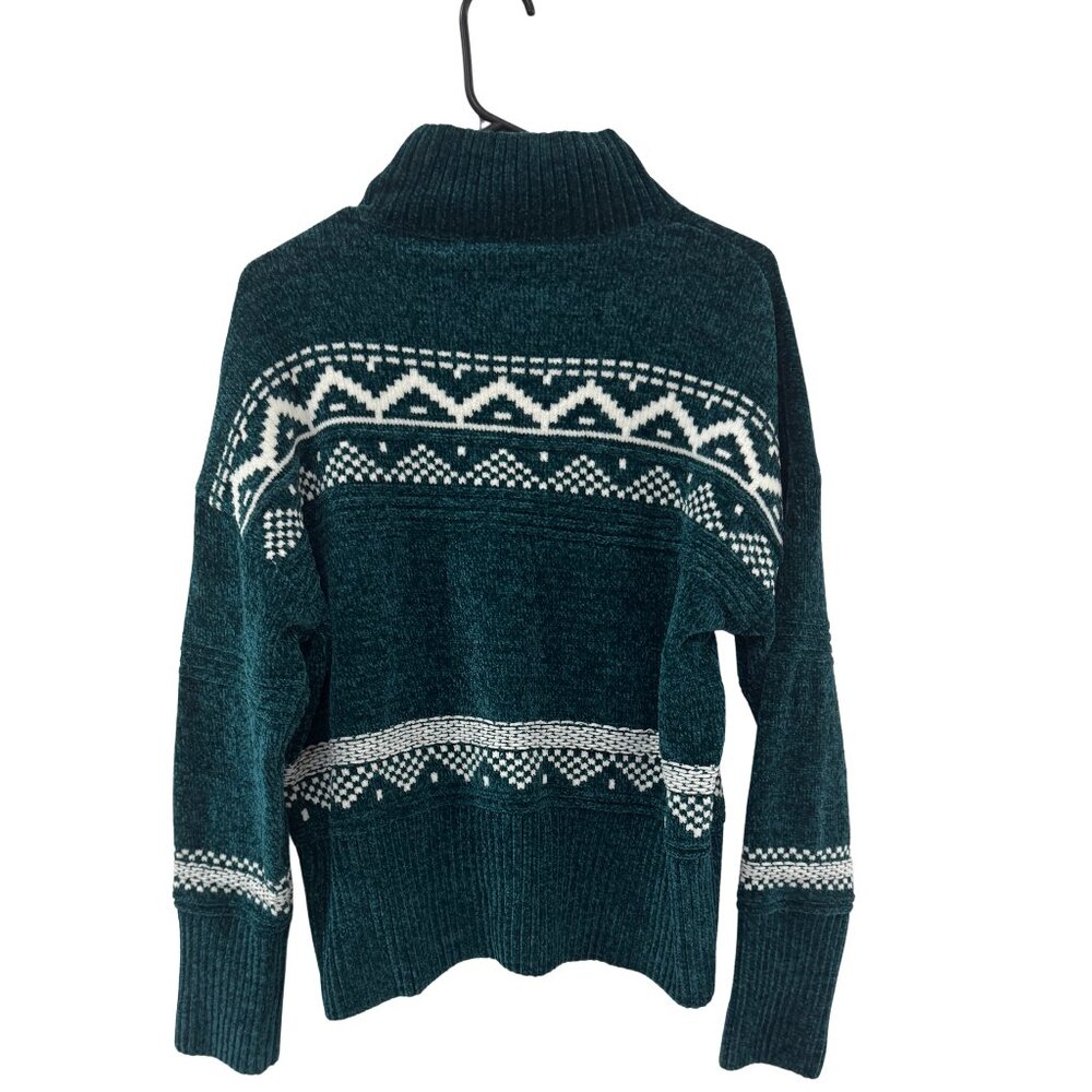 Christian Siriano Women's Green and White Fair Isle Sweater